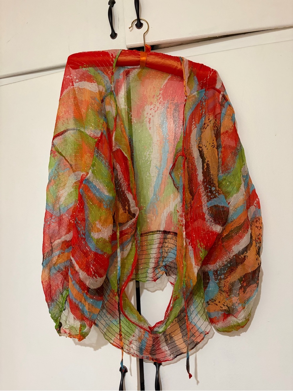 Colorful pure Silk Sheer Women's Top